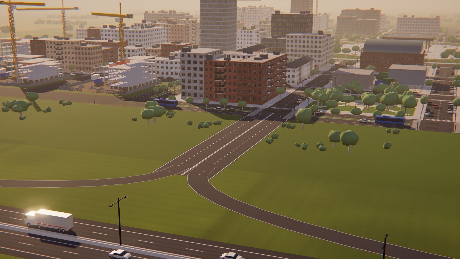 The highway and the interchange into Polis at sunset