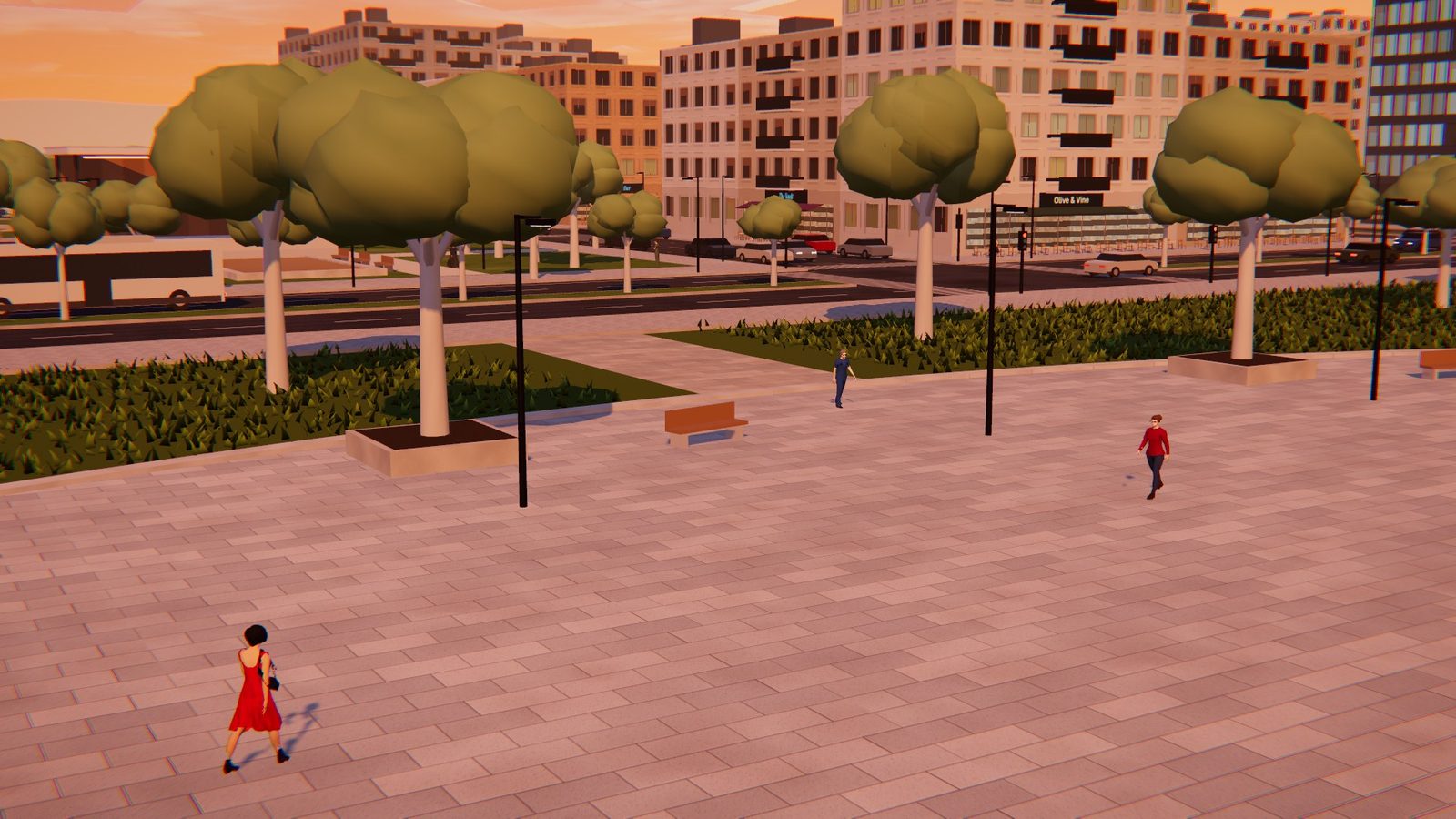 Citizens on the Promenade in the evening